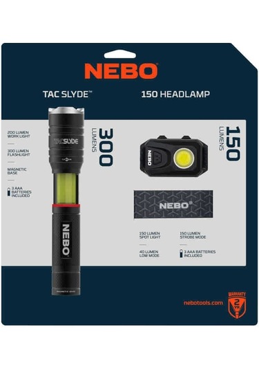 Nebo Tacslyde 300 Lümen Fener + 150 Lümen Kafa Feneri Seti Ne 6746cp3 Siyah