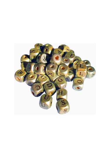 Ahşap Küp Harfli Boncuk 10X10 Mm 100 Gram Gold