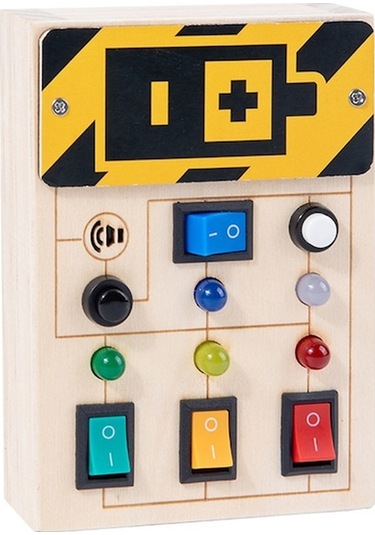 Çocuklar İçin Eğitici Ahşap Led Aydınlatmalı Devre Panosu Ve Anahtar Oyuncağı