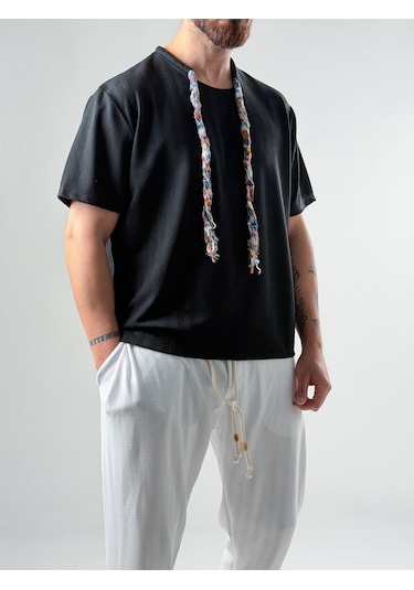 Cocopelli Ethno Fularlı Siyah Erkek T-shirt Coc2872