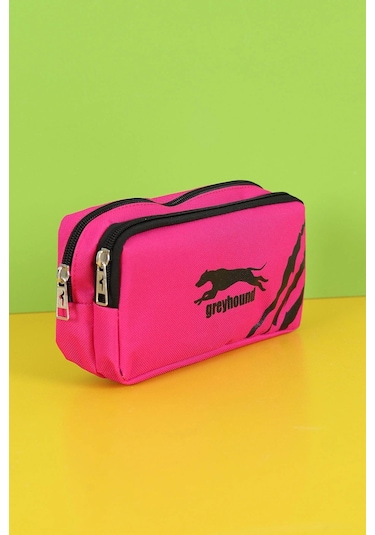 Rlx-141 İki Gözlü Kalemlik Okul Üniversite Çocuk Kalem Kutusu Pembe Beyaz