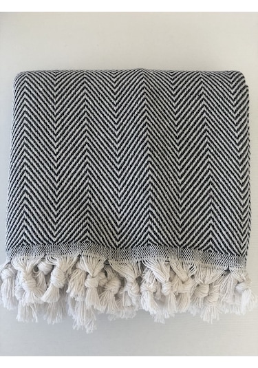 Siyah Pamuklu Tekli Koltuk Berjer Örtüsü, Şalı 150x170cm Siyah