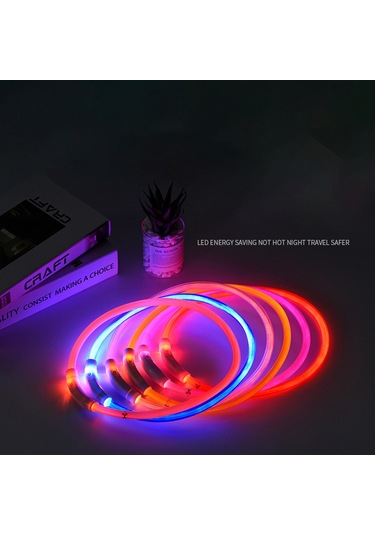 Geekyou M Boyut 35cm Mavi Usb Şarjlı Led Işıklı Köpek Kolyesi - Pvc Malzeme, 3 Işık Modu, Su Geçirmez, Gece Yürüyüşü Güvenliği
