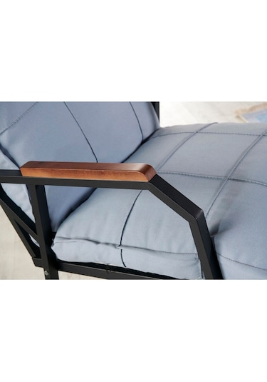 Mygusi Hayal Balkon, Bahçe, Cafe - Metal Kanepe Koltuk Takımı - 2+1+1 Sehaplı Mavi