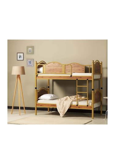 Reyo Avangard Genç Çocuk Odası Ahşap Başlıklı Metal Kahverengi Ra