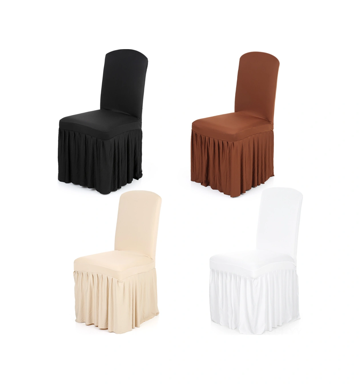 Geeksen Kahverengi Pleyli Etkili Meme İpek Sandalye Örtüsü - Ev, Otel, Restoran, Düğün, Banket İçin Esnek, Temizlenmesi Kolay Dekoratif Koltuk Kılıfı Çok Renkli