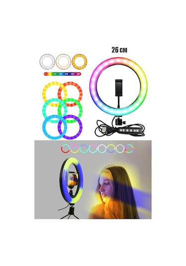 Thentech Fotoğraf Video Vlog Özçekim Selfie İçin Rgb Ring Tripolu Led