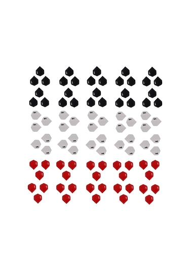 90 Adet (30 Set) Dart Flight-Flayt Set. Beyaz, kırmızı, siyah ren