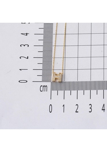 Taşlı H Harfli Minimal Harf Kolye Altın