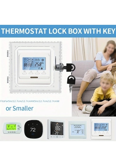 Motion003 1 Adet Anahtarlı Şeffaf Termostat Kilit Kutusu Şeffaf Hvac Koruma Kutusu 2 Güvenlik Anahtarı Dahil 16x15x6cm