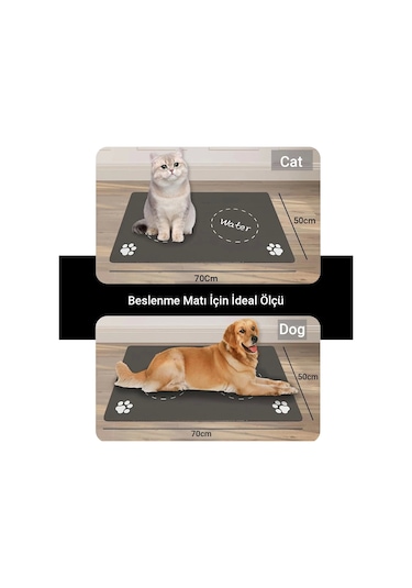 Matgo Pati Food Water Gri Evcil Hayvan Beslenme Matı Mama Paspası 50 x 70 CM