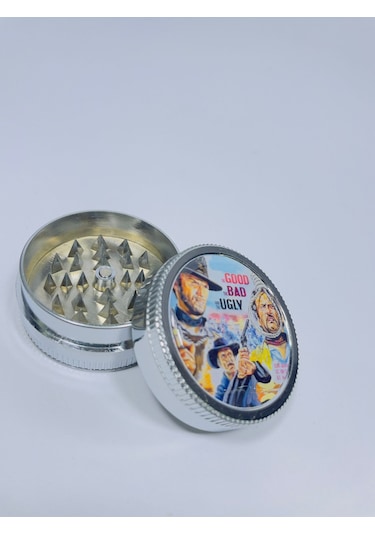 Full Metal 2Parça Kabartma Kovboy Desenli Grinder TutunÖğütücü