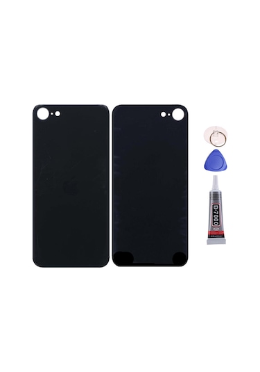 Apple Uyumlu iPhone Se 2020 Siyah Arka Kapak Batarya Kapağı Pil Kapağı Yapışkan Ve Sökme Aparatıyla Beraber Full Set Siyah