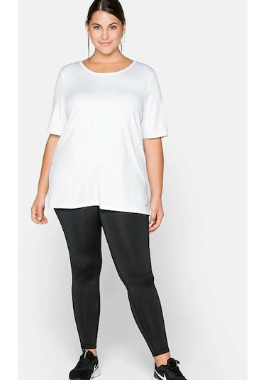 Kadın Büyük Beden Tayt Yüksek Bel Tayt Tampap- Siyah