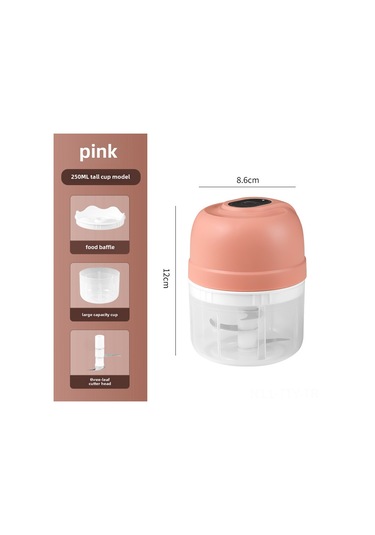 Dianziye Ev Elektrikli Mini Pestle Ve Mortar - 250ml Pembe Yeni Model, Evcil Mutfak, Kablosuz, Bebek Yemeği Ve Et Ezici, Çabuk Ve Kolay Kullanım Pembe