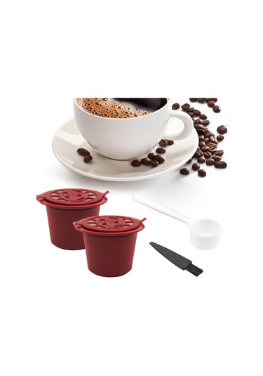 Suntek Cafe Bar Style A Red Için Kaşık Coffeeware Ile Yeniden Kullanılabilir Kahve Kapsülleri