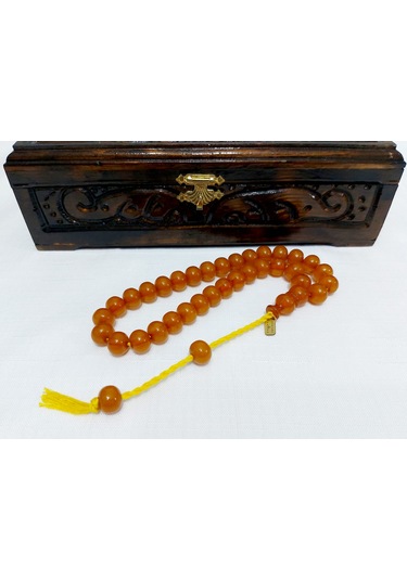 Soma Tesbih Omari Usta İmzalı Alman Sıkma Kehribar Tesbih 11 x 13