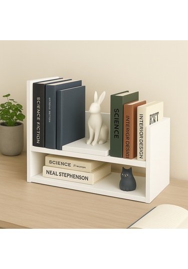 2 Katlı Masaüstü Kitaplık Modern Dekoratif Raf Ünitesi