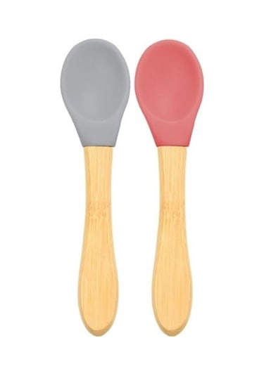 Oioi Bambu Saplı Silikon Kaşık 2'Li Gri-Bordo