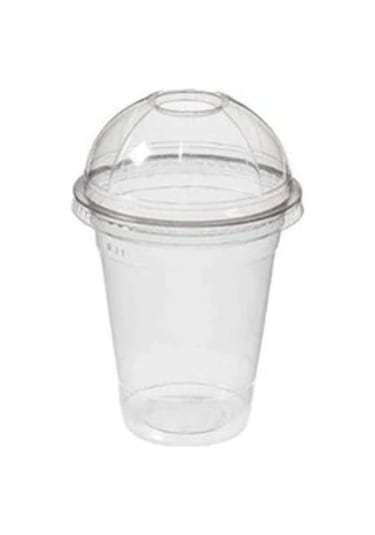 Plastik Milkshake Bardağı 50'li Şeffaf Meşrubat Bardağı Limonata Cup Kapaklı İçecek 300 Cc Ml