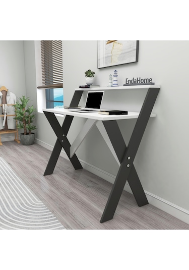 X Ayaklı Ders Çalışma Masası 50x90 Cm Antrasit & Beyaz Antrasit - Beyaz X Ayaklı Ders Çalışma Masası 50x90 Cm Antrasit & Beyaz Antrasit - Beyaz