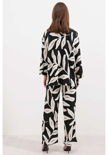 Gabria Desenli Kimono Takım Siyah