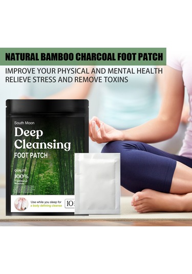 Mufunye Doğal Bambu Kömürlü Ayak Bantları - Stres Giderici, Rahat Uyku Sağlayan Masaj Pedi 10 Adet Beyaz