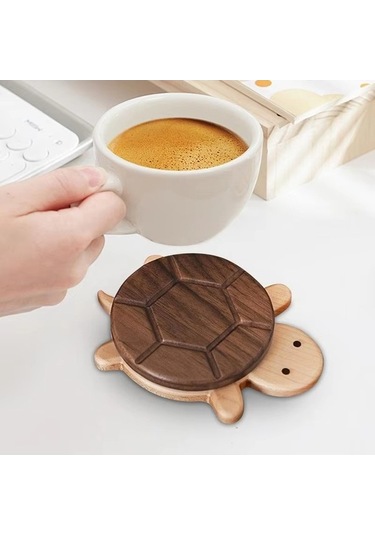 Ulzyvf Matı Masası Masası Kaplumbağa Kahverengi Kahve Kahve İçin Bardak Altlıkları Ahşap Ah Kahverengi