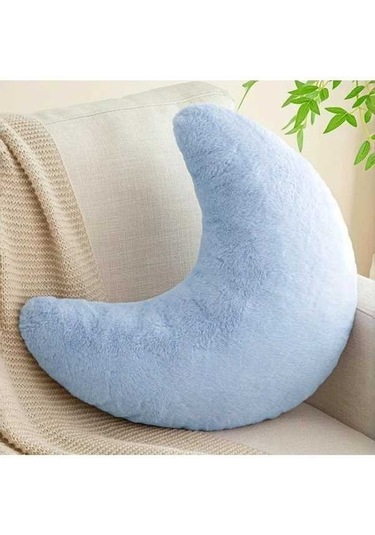 Trendooze 40x33cm Mavi Tüylü Yastık, Oda/kamp Kilimi, Yumuşak Gaojunshop01 Dekoratif Ay Yastığı Mavi