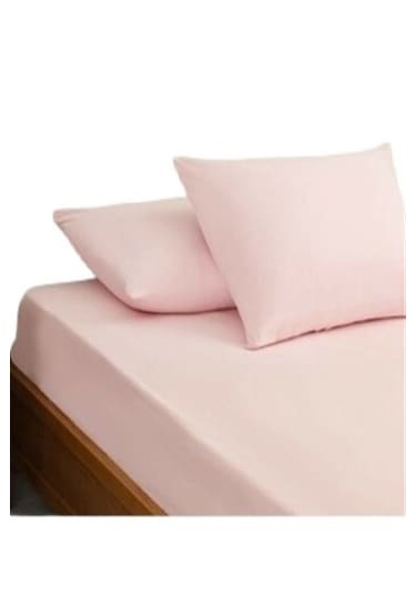 More Home Çift Kişilik Lastikli Çarşaf Seti + Yastık Kılıfı Putra Pudra