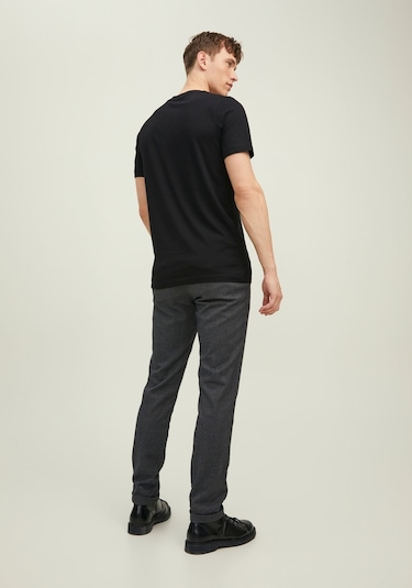 Jack & Jones Erkek Bisiklet Yaka Logo Baskili Tisört - Bluarchie 12217167 Black Sarı