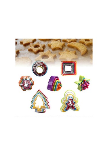 5 Adet Kurabiye Plastik Kek Kalıbı Bisküvi Piston Formları Dıy Pişirme Araçları Kalp Çok Renkli