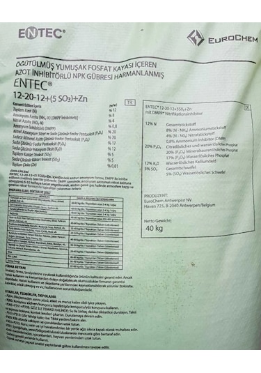 Entec 12+20+12+zn+so3 Akıllı Yavaş Salınımlı Granül Gübre 1 Kg