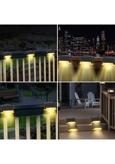 Yaozixa Dış Mekan Güneş Enerjili Basamak Lambası - Islak Işık 4 Adet - Led Bahçe, Çit, Merdiven Aydınlatması - Ip55 Su Geçirmez