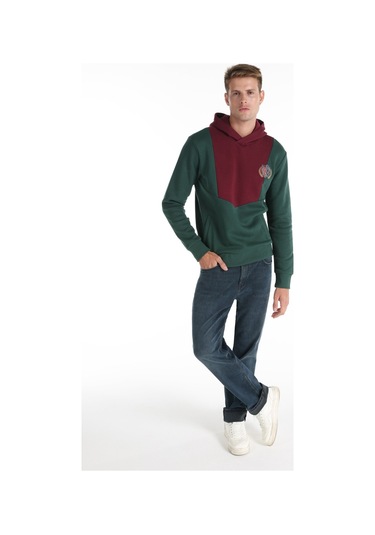 Colins Regular Fit Baskılı Yeşil Erkek Sweatshirt Cl1066253 Koyu Yeşil