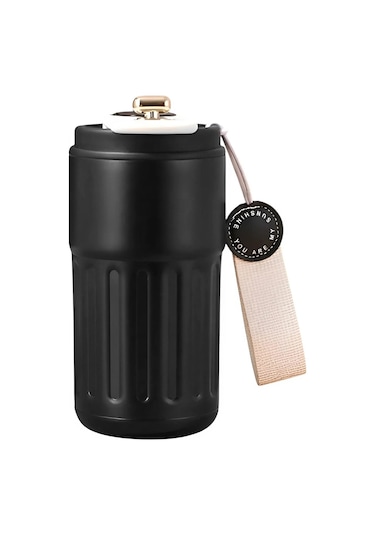 Forzacase Paslanmaz Çelik Termometreli 450 Ml Çay Kahve Termosu - Fc944 Siyah Siyah