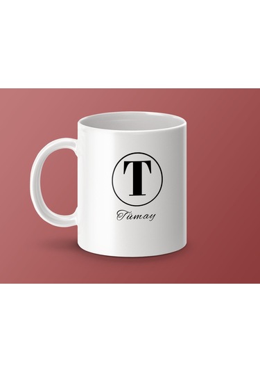 Tümay İsimli Kupa Bardak, Harfli Bardak, Hediye Kupa Bardak, Kahve Kupa Bardak Beyaz