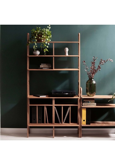 Woodesk Sage, Ahşap Kitaplık Ve Raf Ünitesi, 190x100, Tik Renk,