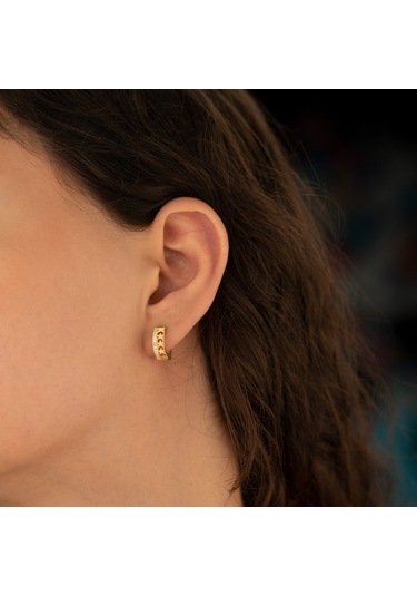 Dkmn Gümüş  Yıldız Desenli Taşlı Gümüş Küpe