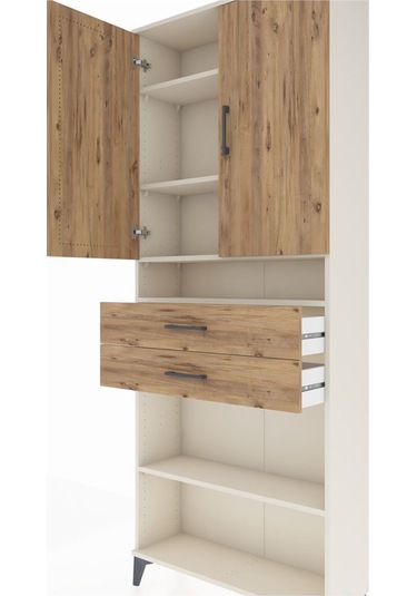Arges Dolap 5 Raflı 2 Çekmeceli 2 Kapaklı 88x30x221 Aytaşı-çam Aytası