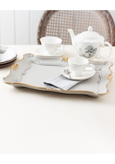 Madame Coco Camelote Varaklı Büyük Tepsi 1plse03243x34x9cm-soft Toprak