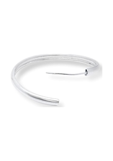 Oya Silver Oval Hatlı Yuvarlak Gümüş Halka Küpe 3.5x3.5cm-3mm Kalınlık 925 Ayar