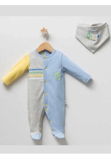 Erkek Bebek Aksesuar Detaylı Tulum-14946 Mavi