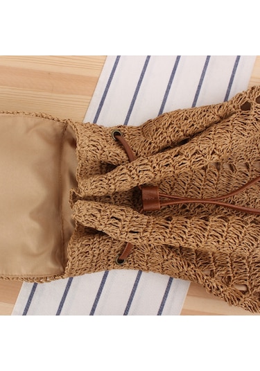 Arion Kağıt İplik Hasır Sırt Çantası Str-1204 Kahverengi