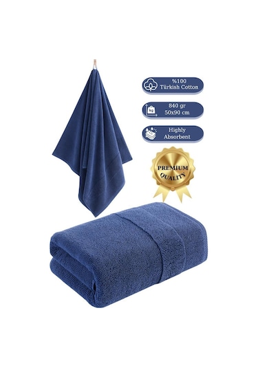 Cotton %100 Banyo Havlusu 50x90 Cm Royal Mavi