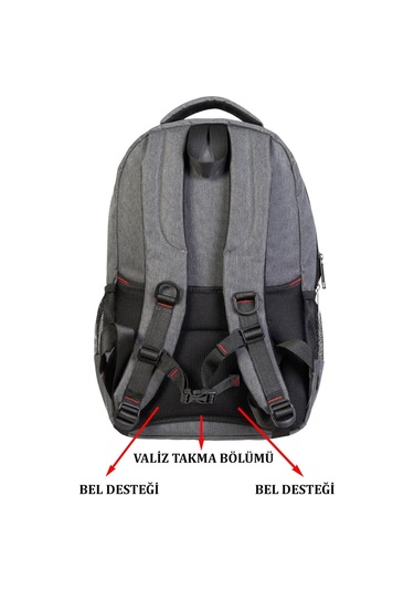 Dada Laptop Bölmeli 15.inç Su Geçirmez Kumaş Günlük Okul Sırt Çantası Gri