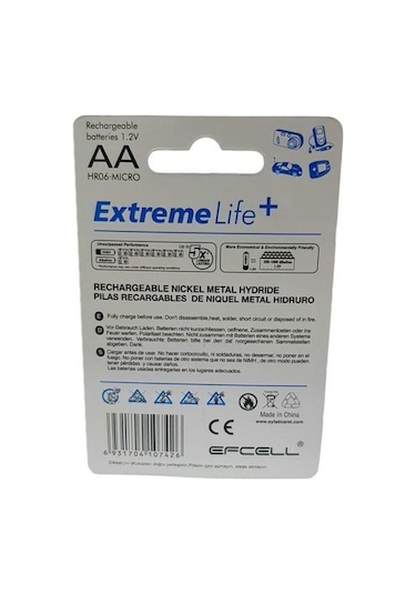 Efcell Aa 1.2v 1100ma Nimh Şarjlı Kalem Pil