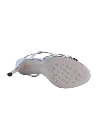 Poletto Hakiki Deri Gumus Sandalet Topuklu 380 40-2182 Gümüş