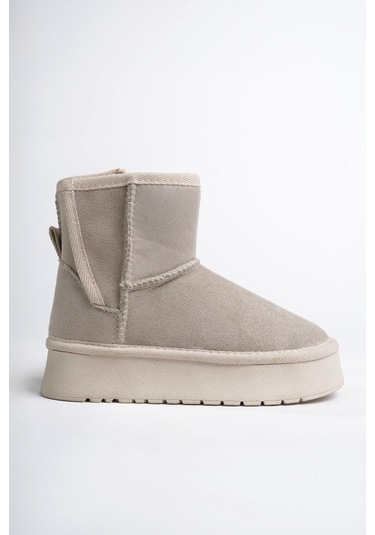 Muggo Mixs Garantili Kalın Taban İçi Tüylü Cırtlı Günlük Mini Çocuk Bot Bej