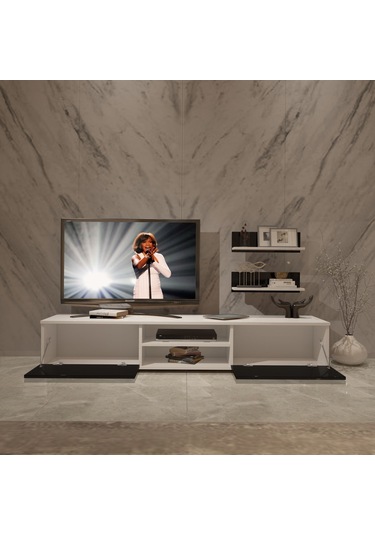 Decoraktiv Eko 4 Mdf Dvd Tv Ünitesi Tv Sehpası Beyaz - Siyah